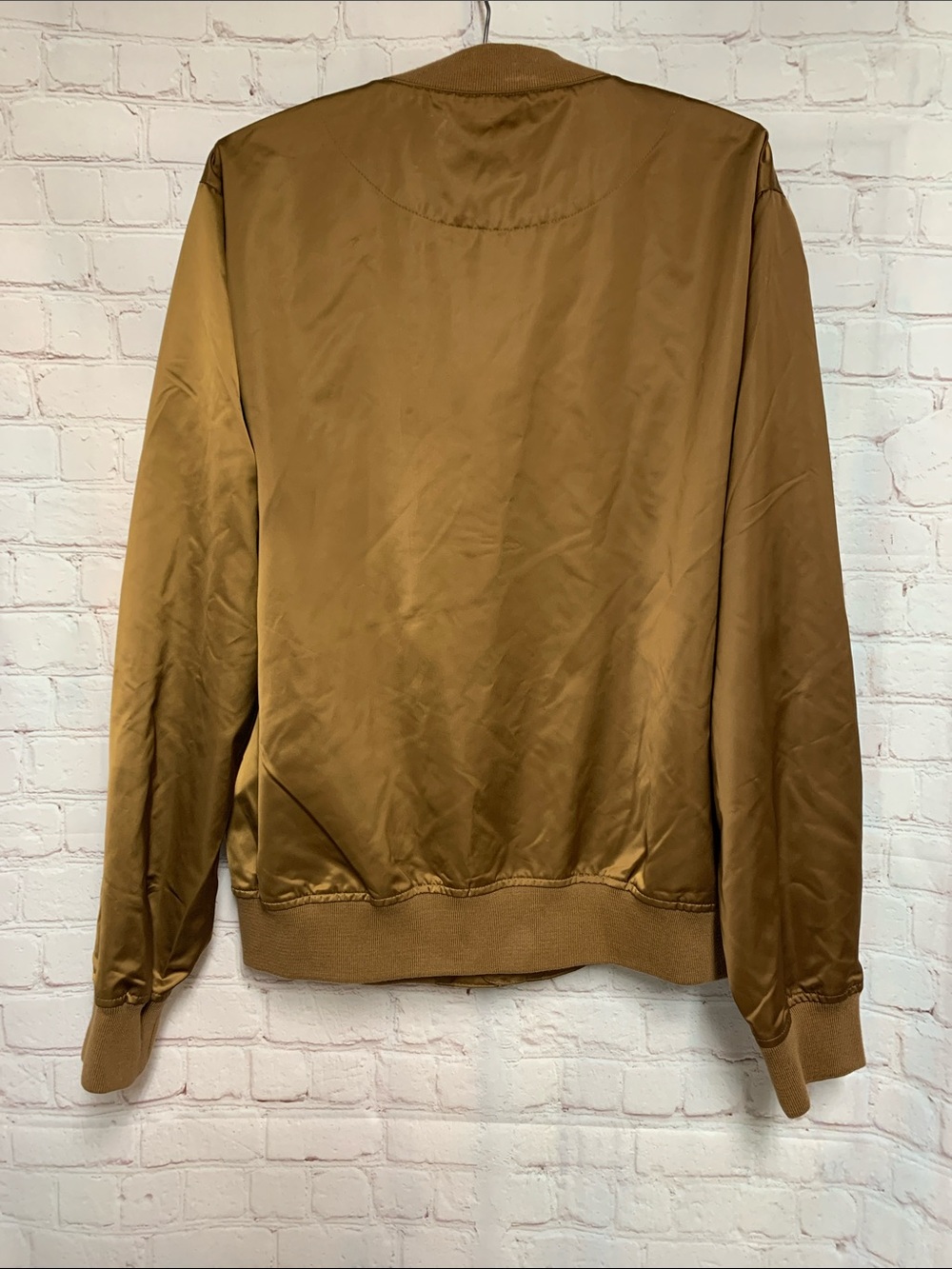 Bonobos Boulevard Caramel Copper Satin Bomber Jacket Size L - Picture 4 of 4